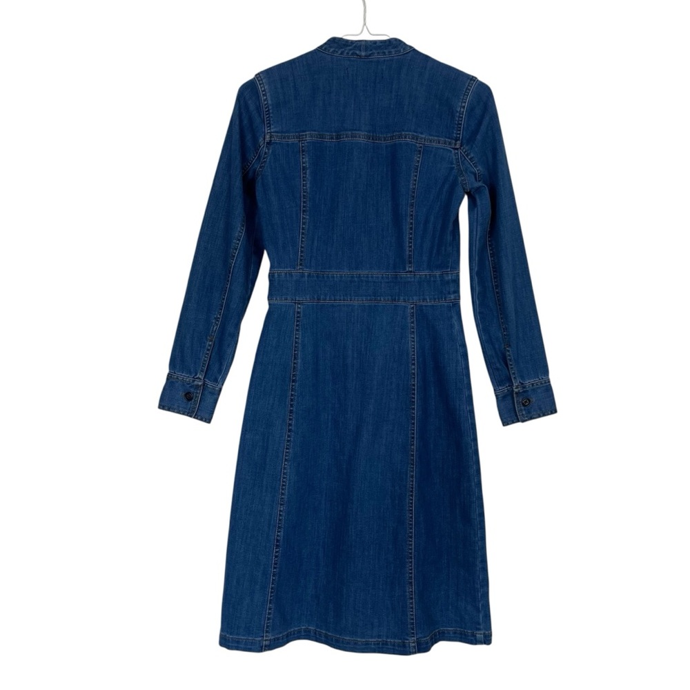 NWT Madewell Denim Tie-Neck Button Front Midi Shirt Dress Long Sleeve Size 00 - Picture 7 of 13